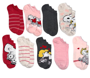 PEANUTS Ladies VALENTINES DAY 9 Pair Of Low Show Socks 'LOVE' - Novelty Socks And Slippers