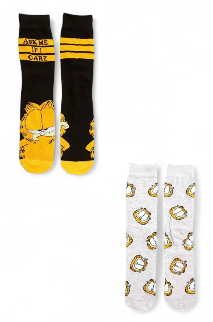 GARFIELD & ODIE Men’s 2 Pair Of Socks ‘ASK ME IF I CARE’