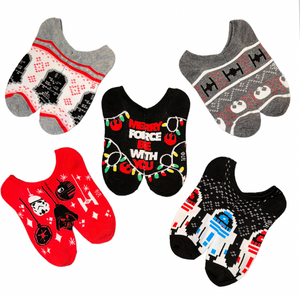 STAR WARS Ladies CHRISTMAS 5 Pair Of No Show Socks R2-D2, DARTH VADER - Novelty Socks And Slippers