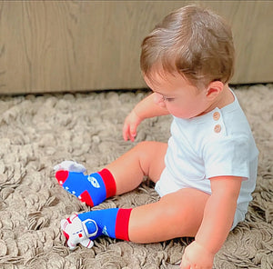 BOOGIE TOES Unisex Baby ASTRONAUT Rattle GRIPPER BOTTOM Socks By PIERO LIVENTI - Novelty Socks And Slippers