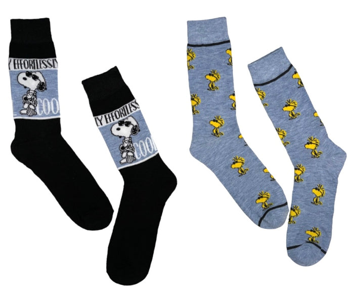 PEANUTS Men’s 2 Pair Of Socks SNOOPY & WOODSTOCK ‘EFFORTLESSLY COOL’