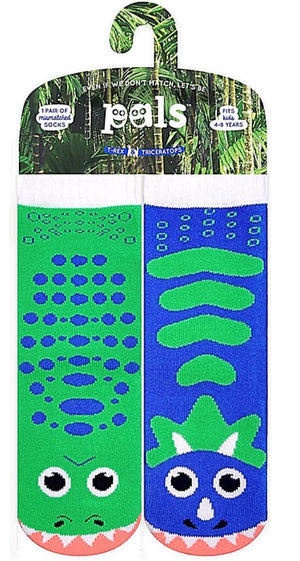 PALS SOCKS Brand Unisex T-REX & TRICERATOPS Mismatched Socks CHOOSE SIZE Toddler-Adult
