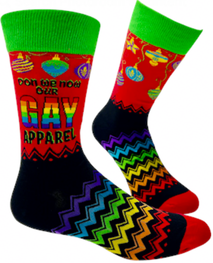 FABDAZ Brand Men’s GAY CHRISTMAS Socks ‘DON WE NOW OUR GAY APPAREL’