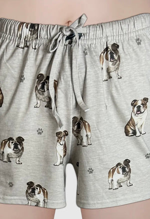 COMFIES LOUNGE PJ SHORTS Ladies BULLDOG By E&S PETS - Novelty Socks And Slippers