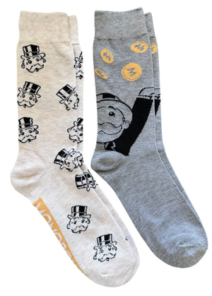 MONOPOLY Men’s 2 Pair Of RICH UNCLE PENNYBAGS Socks - Novelty Socks And Slippers