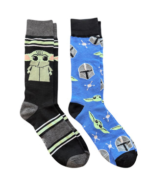 STAR WARS THE MANDALORIAN Men’s 2 Pair Of BABY YODA Socks - Novelty Socks And Slippers
