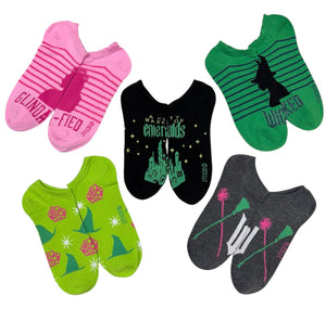 WICKED The Movie Ladies 5 Pair Of No Show Socks ‘A CITY MADE OF EMERALDS’ - Novelty Socks And Slippers