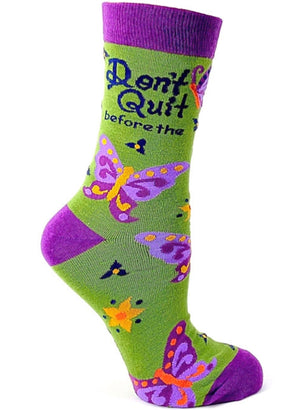 FABDAZ Brand Ladies BUTTERFLY Socks ‘DON’T QUIT BEFORE THE MIRACLE HAPPENS’