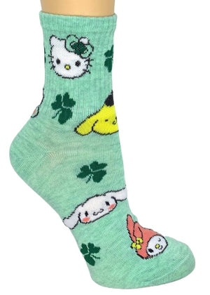 SANRIO HELLO KITTY Ladies 2 Pair of ST. PATRICKS DAY Socks With CINNAMOROLL, POMPOMPURIN - Novelty Socks And Slippers