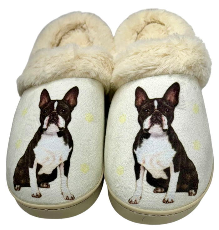 SNUGGS Memory Foam BOSTON TERRIER Non Slip Slippers (Choose Size) By E&S Pets