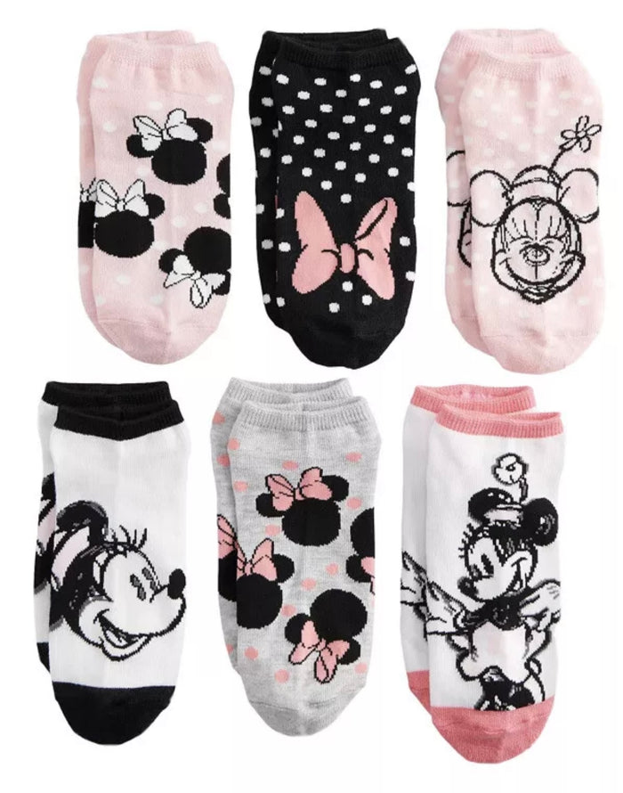 DISNEY Ladies 6 Pair Of MINNIE MOUSE No Show Socks