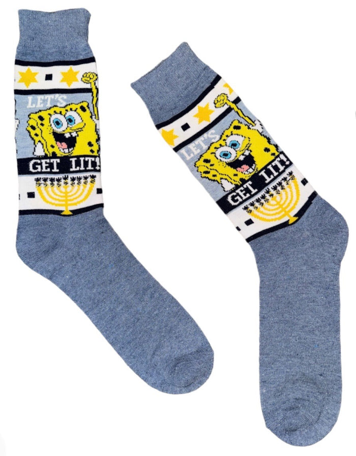 SPONGEBOB SQUAREPANTS Men’s HANUKKAH SOCKS 'LET'S GET LIT'