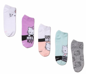 SANRIO HELLO KITTY Ladies 5 Pair Of No Show Socks ‘CUTENESS OVERLOAD’ - Novelty Socks And Slippers