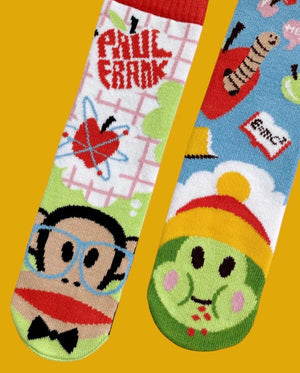 JULIUS The Monkey & SAM The Grub UNISEX TODDLER & KIDS Mismatched Gripper Bottom Socks PALS SOCKS Brand   (CHOOSE SIZE) By PAUL FRANK - Novelty Socks And Slippers