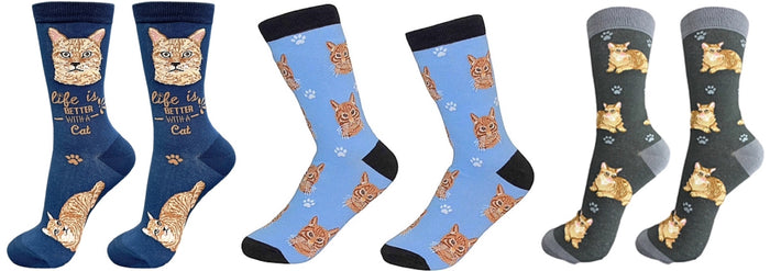 ORANGE TABBY Cat Unisex Socks By E&S Pets CHOOSE SOCK DADDY, HAPPY TAILS, LIFE IS BETTER