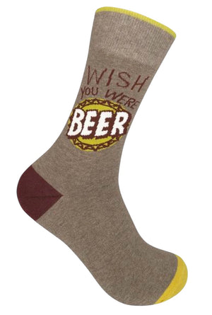 WISH YOU WERE BEER Adult Unisex Socks FUNATIC Brand - Novelty Socks And Slippers