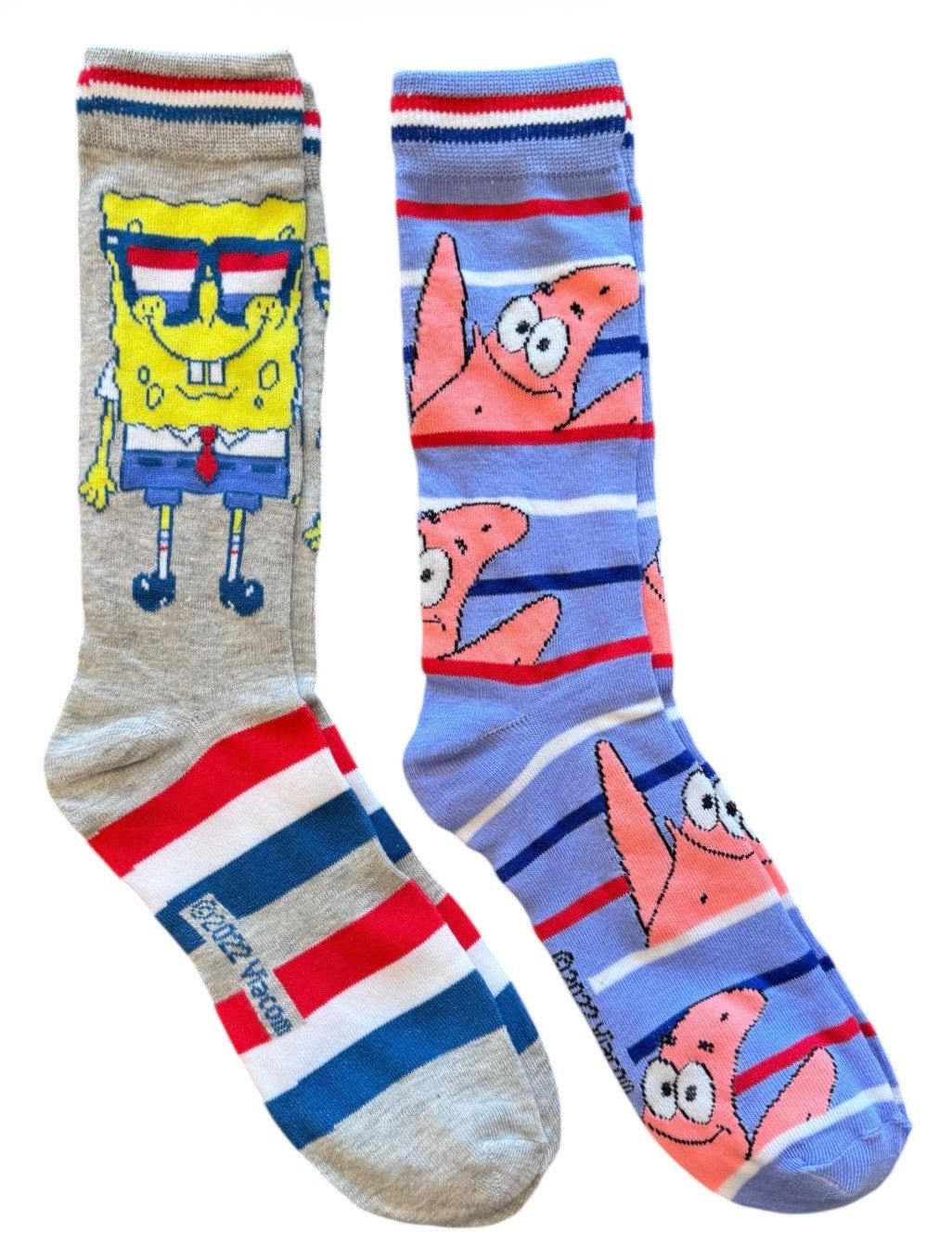 SPONGEBOB SQUAREPANTS Men’s 2 Pair Of PATRIOTIC SOCKS WITH PATRICK - Novelty Socks And Slippers