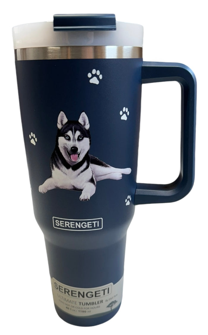 SIBERIAN HUSKY DOG SERENGETI 40 Oz. Stainless Steel Ultimate Hot & Cold Tumbler