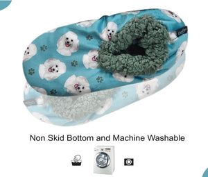 COMFIES BRAND Ladies POODLE DOG (WHITE) Non-Skid Slippers