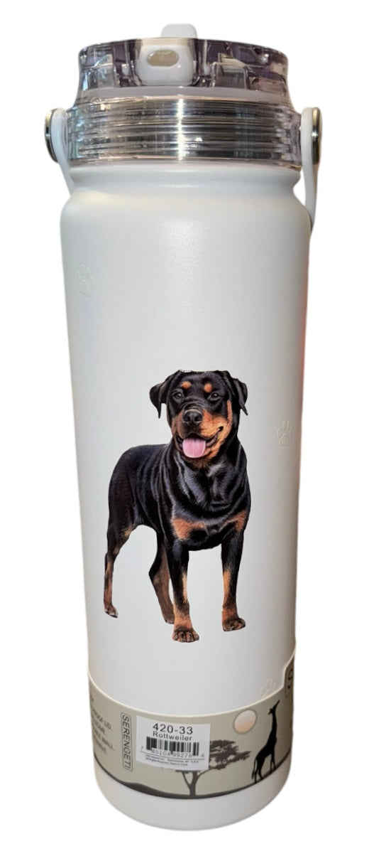 ROTTWEILER Dog Stainless Steel 24 oz. Water Bottle SERENGETI Brand By E&S Pets