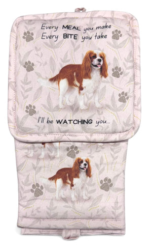 CAVALIER KING CHARLES Dog 3 Piece Oven Mitt & Tea Towel Set By E&S Pets - Novelty Socks And Slippers