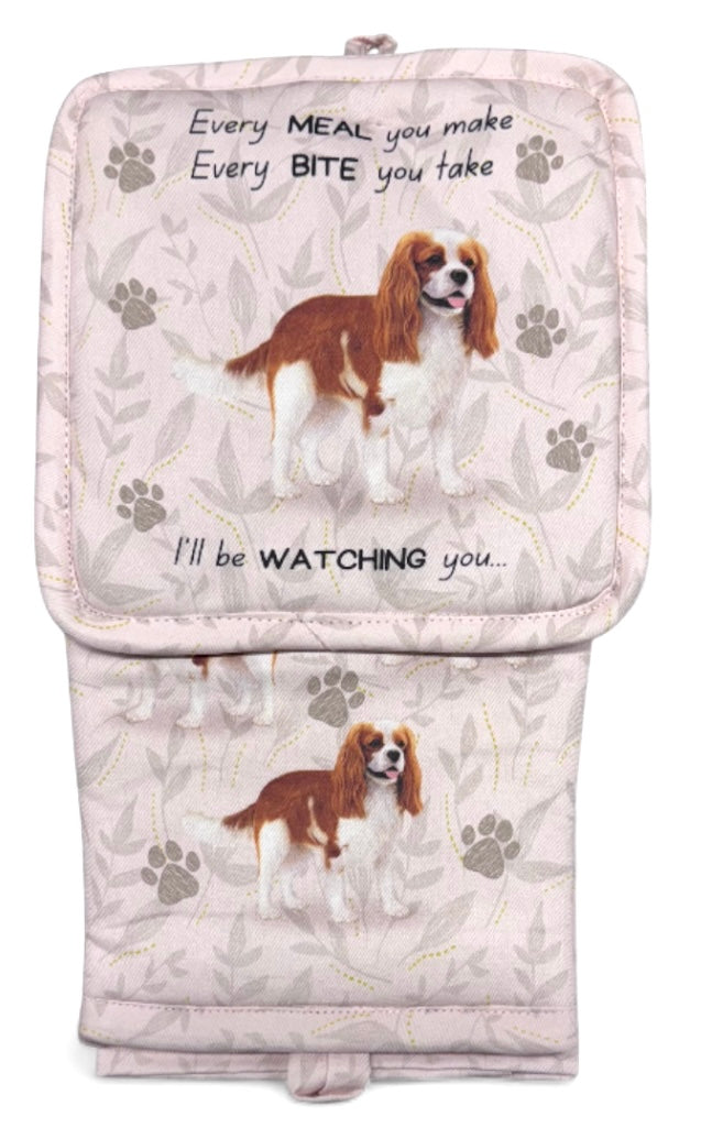 CAVALIER KING CHARLES Dog 3 Piece Oven Mitt & Tea Towel Set By E&S Pets