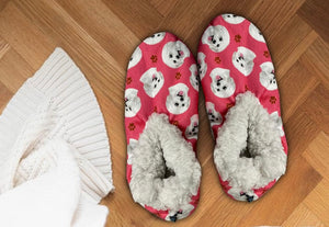 COMFIES BRAND Ladies MALTESE DOG NON-SKID SLIPPERS