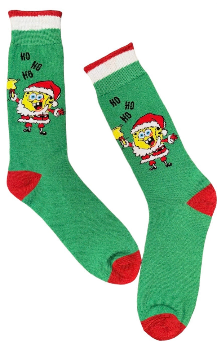 SPONGEBOB SQUAREPANTS Men's CHRISTMAS Socks SANTA BOB 'HO HO HO'