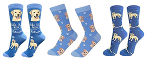 YELLOW LABRADOR Dog Unisex Socks By E&S Pets CHOOSE SOCK DADDY, HAPPY TAILS, LIFE IS BETTER - Novelty Socks for Less