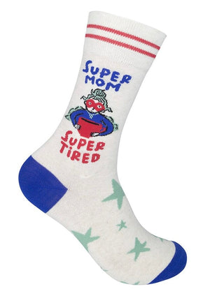 SUPER MOM SUPER TIRED Adult Unisex Socks FUNATIC Brand - Novelty Socks And Slippers
