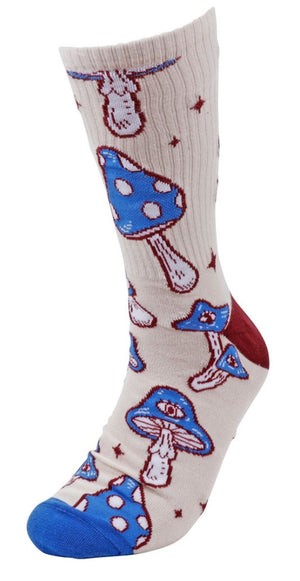PARQUET Brand Men’s BLUE MUSHROOM Socks MUSHROOMS ALL OVER - Novelty Socks And Slippers