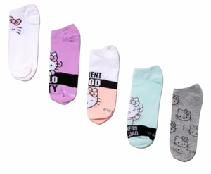 SANRIO HELLO KITTY Ladies 5 Pair Of No Show Socks ‘CUTENESS OVERLOAD’ - Novelty Socks And Slippers