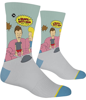 BEAVIS & BUTT-HEAD MEN’S COUCH SOCKS ODD SOX BRAND - Novelty Socks for Less
