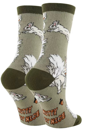 OOOH YEAH Brand Ladies WHITE FOX SQUIRREL Socks ‘NUTTY BUT NICE’ - Novelty Socks And Slippers