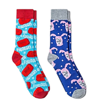 A CHRISTMAS STORY Men’s 2 Pair Of Socks ‘OH FUUDDGGE’ BIOWORLD Brand - Novelty Socks for Less