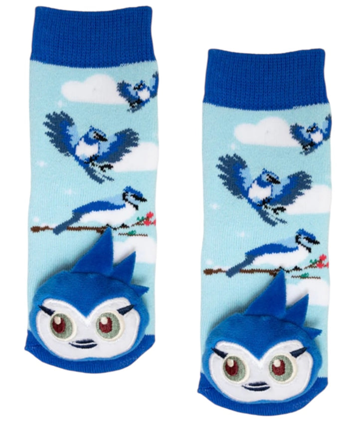 BLUE JAY BIRD Unisex Toddler Gripper Bottom Socks MESSY MOOSE Brand
