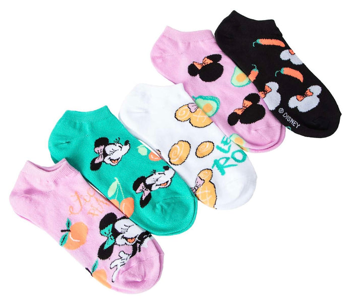 DISNEY MINNIE MOUSE Ladies 5 Pair Of No Show Socks ‘Feeling Peachy’