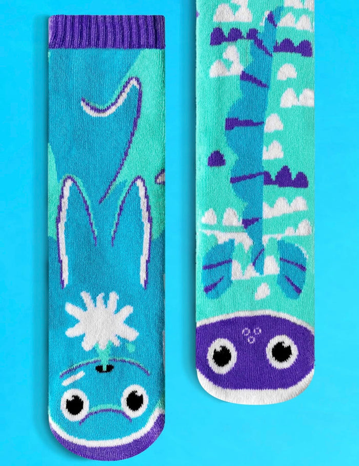 PALS SOCKS Brand Unisex Toddler & Kids DOLPHIN & FISH Mismatched Gripper Bottom Socks (CHOOSE SIZE)