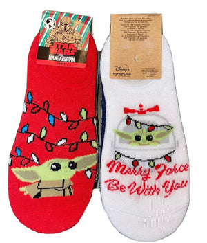 STAR WARS BABY YODA Ladies CHRISTMAS 5 Pair Of No Show Liner Socks ‘MERRY FORCE BE WITH YOU’RE