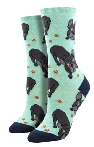 SOCKSMITH Brand Ladies FRENCH BULLDOG Socks ‘FRENCHIE FELLOWSHIP’ - Novelty Socks And Slippers