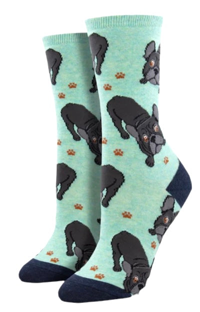 SOCKSMITH Brand Ladies FRENCH BULLDOG Socks ‘FRENCHIE FELLOWSHIP’