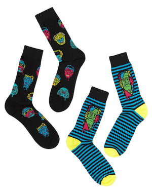 UNIVERSAL MONSTERS MEN’S 2 PAIR OF HALLOWEEN SOCKS THE MUMMY, CREATURE FROM THE BLACK LAGOON - Novelty Socks And Slippers