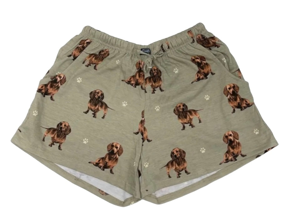 Pijama De Perro Salchicha Para Mujer - Conjunto 2 Piezas, Manga Corta Y Pantalón Corto