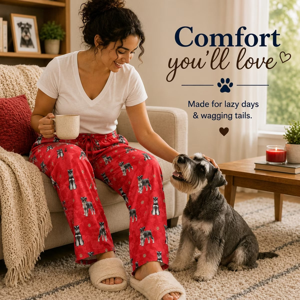 SCHNAUZER Dog Adult Unisex PAJAMA BOTTOMS COMFIES Brand By E&S PETS (CHOOSE SIZE)