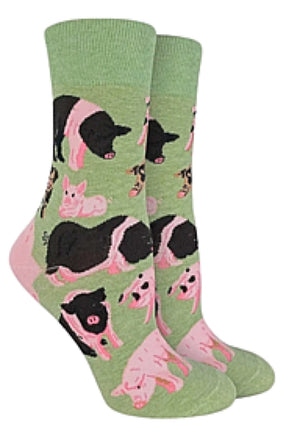 GOOD LUCK SOCK Brand Ladies PIGS ALL OVER Socks - Novelty Socks for Less