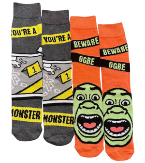 SHREK The Movie Men’s 2 Pair Of HALLOWEEN Socks ‘YOU’RE A MONSTER’ - Novelty Socks And Slippers