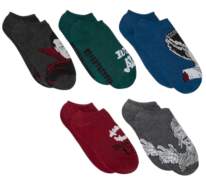 UNIVERSAL MONSTERS Ladies 5 Pair Of No Show Socks The Bride Of Frankenstein, Dracula