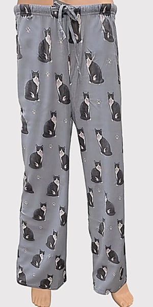 COMFIES Unisex BLACK & WHITE (Tuxedo) CAT PAJAMA BOTTOMS E&S PETS (CHOOSE SIZE) - Novelty Socks for Less