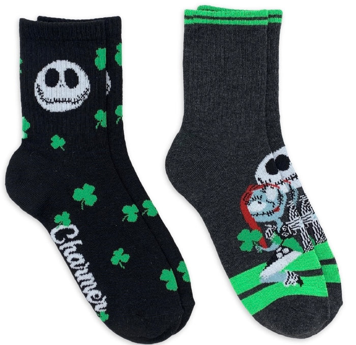 DISNEY NIGHTMARE BEFORE CHRISTMAS Ladies 2 Pair of ST. PATRICKS DAY Socks With JACK & SALLY ‘CHARMER’