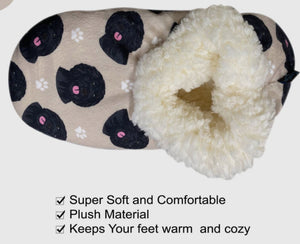 COMFIES BRAND LADIES BLACK LABRADOODLE NON-SKID SLIPPERS - Novelty Socks for Less